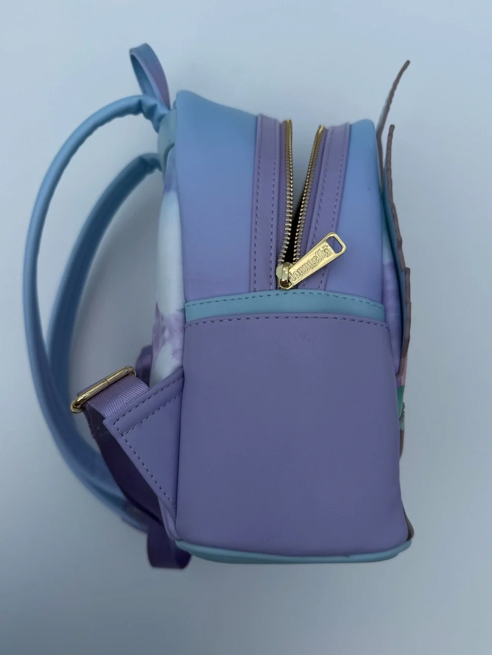 Loungefly Lavender and Sky Blue Rapunzel Castle Mini Backpack